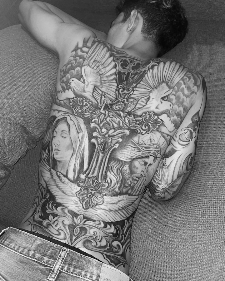 Full Back Blackwork Tattoo Yogyakarta